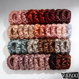 1/30/60/100pcs bulk satin scrunchies 100colors  women small 6.5cm headwear hair ties accessories casual cute black coffee