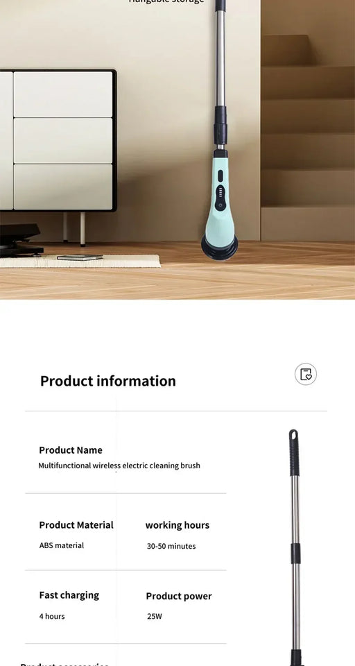 Multi-tool Multifunctional Electric Cleaning Brush, for Rotating Bathroom, Kitchen, Toilet & Automotive Cleaning.