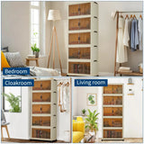 3/4/5-Tier Foldable Storage Cabinet with Lids & Wheels, Stackable Plastic Organizer for Closet, Bedroom, Office & Kitchen