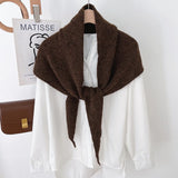 Korean Knitted Wool Triangle Scarf Solid Knitted Shawl Autumn Winter Scarf Women Neck Protection Neckerchief Triangle Scarf