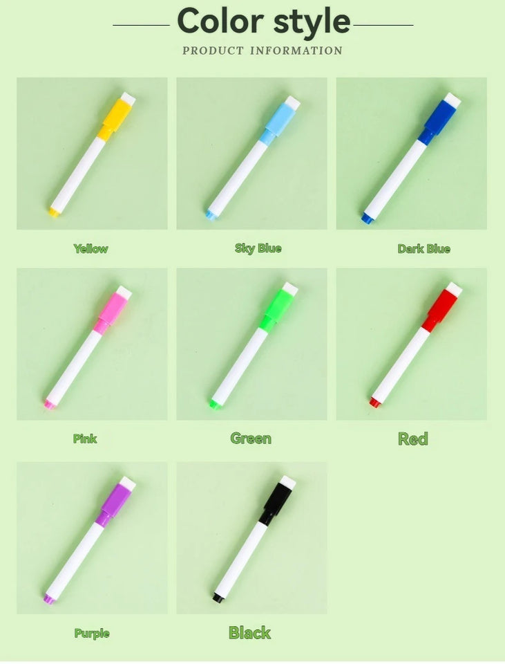 100/5Pcs Dry Erase Whiteboard Markers Set, Washable Pens with Magnetic Eraser for Office Whiteboards & Art Supplies