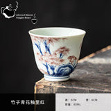 Kung Fu Tea Cup, Hand-painted,  Vintage Blue and White Tea Cup, Handmade Ceramic，High End Personal Tea Cup, Single Cup