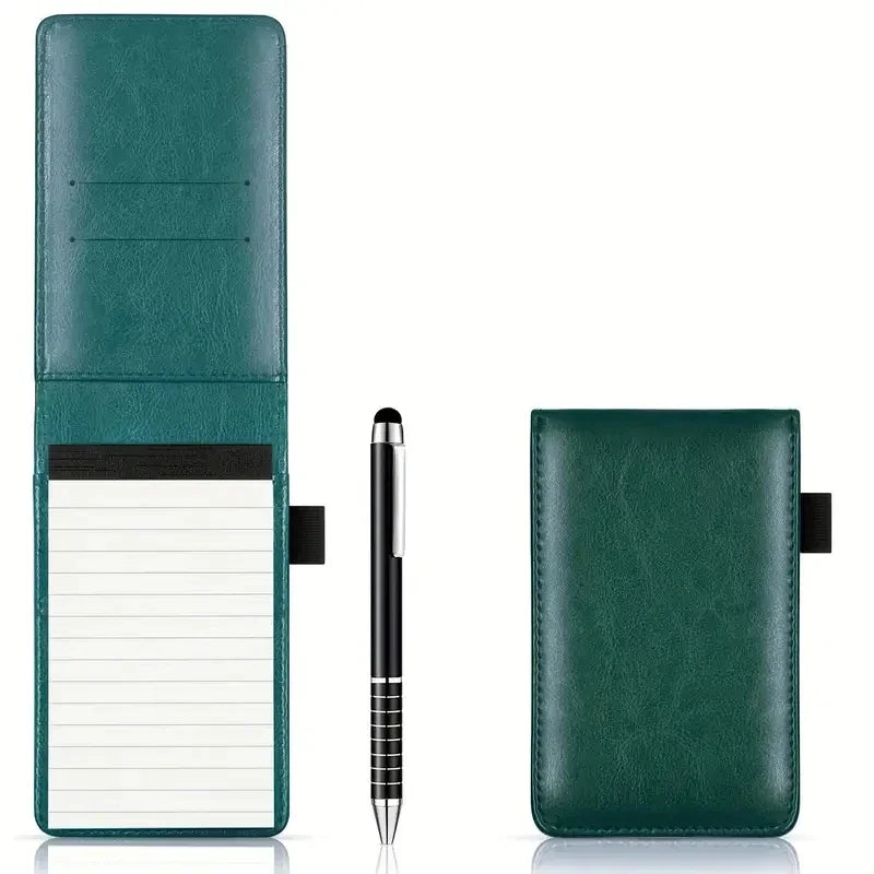 A7 Pocket Notebook with Pen - Portable Faux Cover, Replaceable Pages (Refillable), Compact Journal for Notes, Meetings, Travel