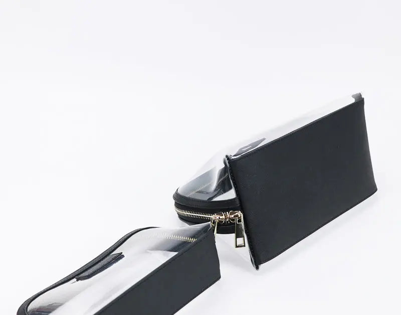 Custom Genuine Leather Travel Cosmetic Bag Set Waterproof Makeup Brush Storage Bag Portable Transparent PVC TPU Cosmetic Bag