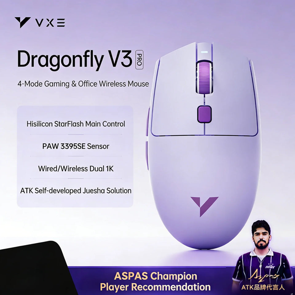 VXE Dragonfly V3 Series Wireless Gaming Mouse Rechargeable Lightweight Mice ATK VXE V3 PRO PAW3395SE Custom Esport Mouse for FPS