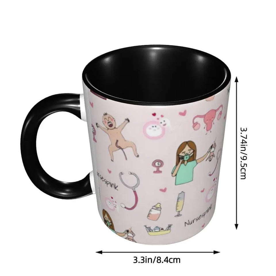 Pink Doctor Nurse Coffee Mugs DIY Customized Enfermera En Apuros Ceramic Milk Tea Mug Cup