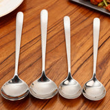 1/5PCS Round Head Soup Spoon Stainless Steel Long Handle Stirring Spoon Portable Dessert Coffee Scoop Home Kitchen Tableware