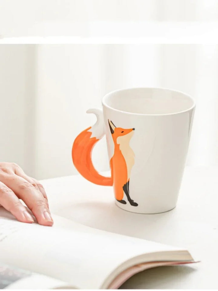 360ML 3D Fox Ceramic Cups Cartoon Animal Pattern Coffee Mugs Afternoon Tea Anti-scalding Milk Mug Home Office Kid Gifts Cup