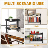 2 Tiers Stainlees Steel Storage rack Clamp-on Desktop Shelf for home storage holder office booksheelf sundries  Organizer