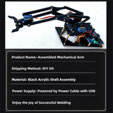 DIY Black Robotic Arm Construction Kit - Learn Welding, Basic Electronics, Circuit Design & Control, Perfect for STEM Projects, Maker Education, Beginners Tech Gift