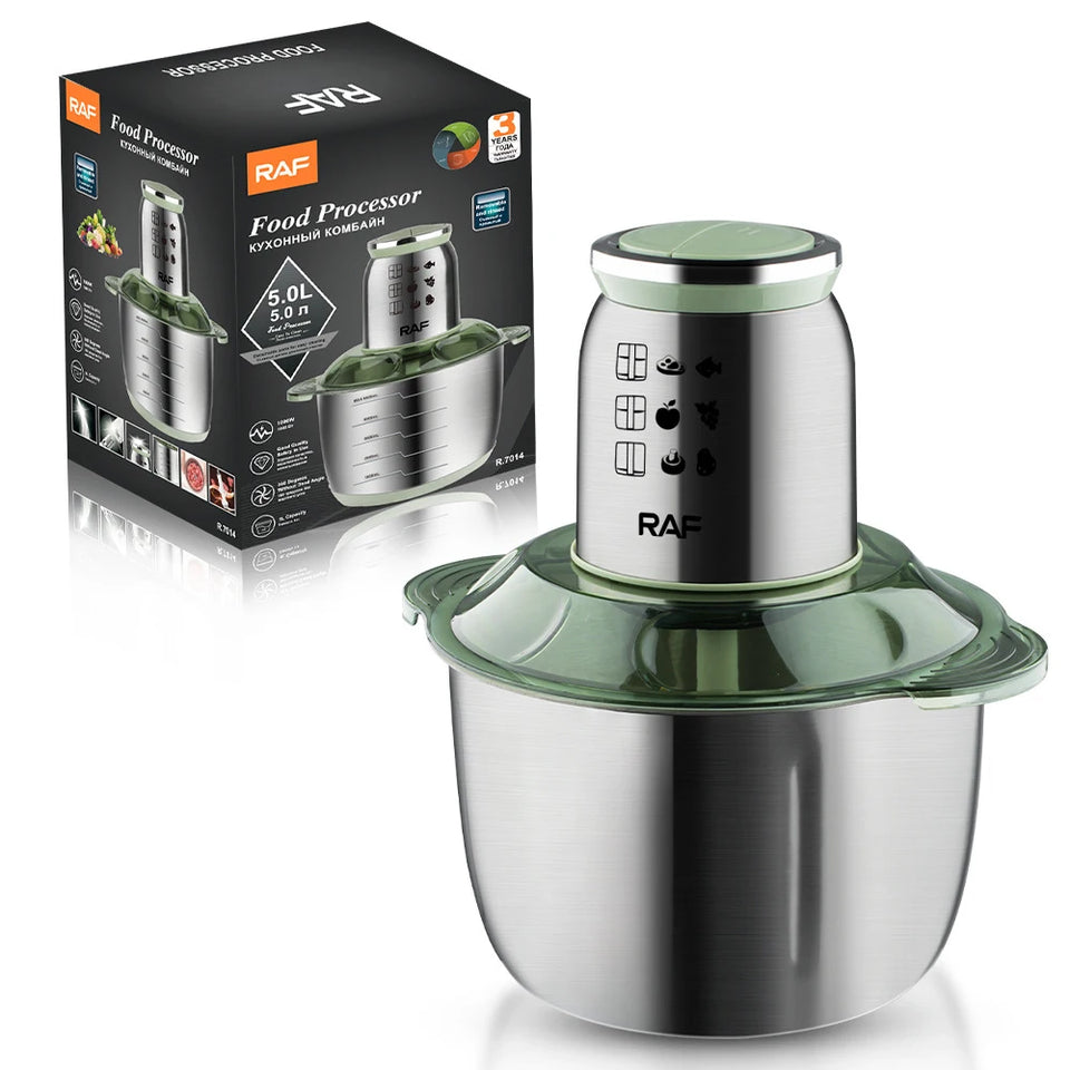 5L Electric Meat Grinder Stainless Steel Garlic Chopper Meat Mincer 1000W Food Processor Blender Machine for Kitchen Mixer 220V