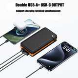 50000mAh Portable Solar Power Bank Fast Charging USB-C/USB-A for IOS Android Outdoor Large Capacity Charger