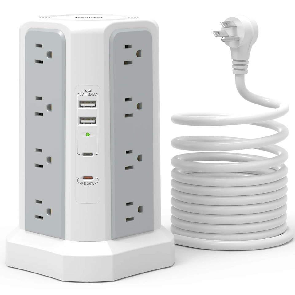 US 4-layer 3m extension tower plug-in board with PD fast charging, suitable for office, home, school and other scenarios