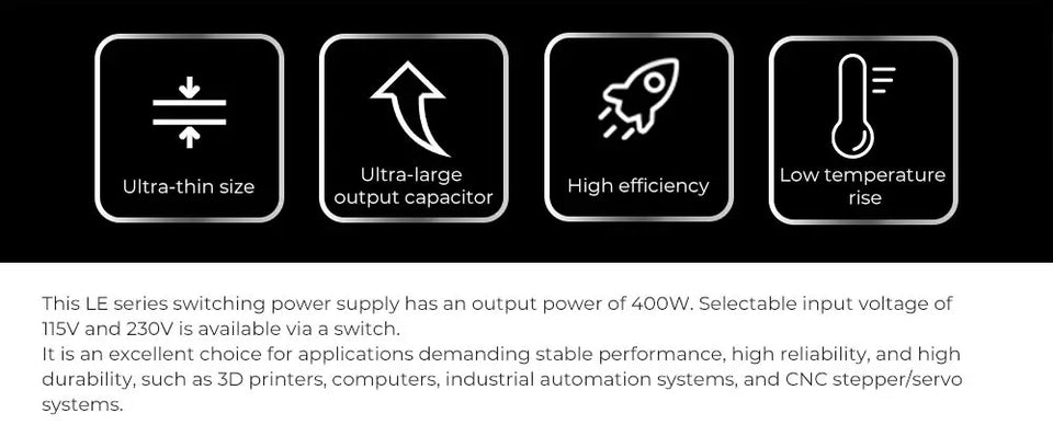 STEPPERONLINE DC Switching Power Supply 24V 36V 48V 400W 115/230V AC TO DC Power Supply Transformer