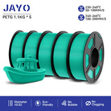 JAYO filaments petg 5Rolls Mixed colors 3D Printer Filament 1.75mm 100% No Bubble FDM 3D Printer Materials DIY Gift 1.1KG/1rolls