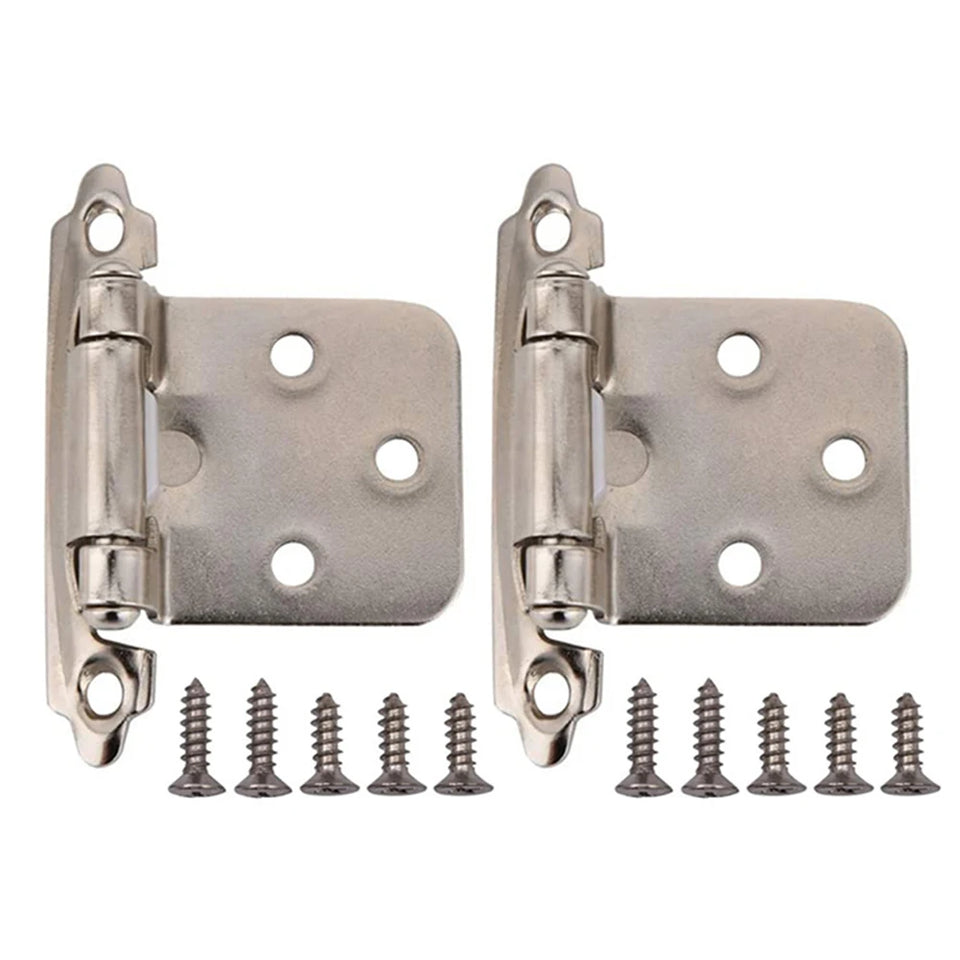 2Pcs American Self Closing Spring Hinge with Screws Overlay Cabinet Door Flush Hinges for DIY