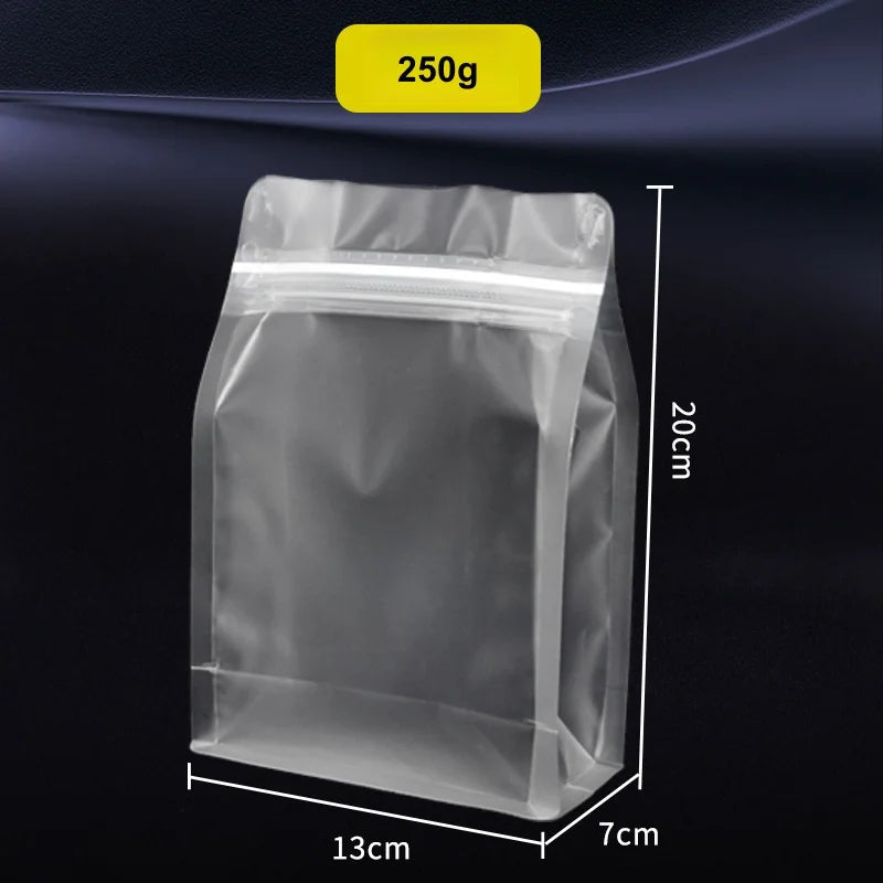 StoBag 50pcs 250g Coffee Beans Packaging Bag with Valve Aluminum Foil Heat Sealing for Powder Tea Nuts Storage Reusable Pouch