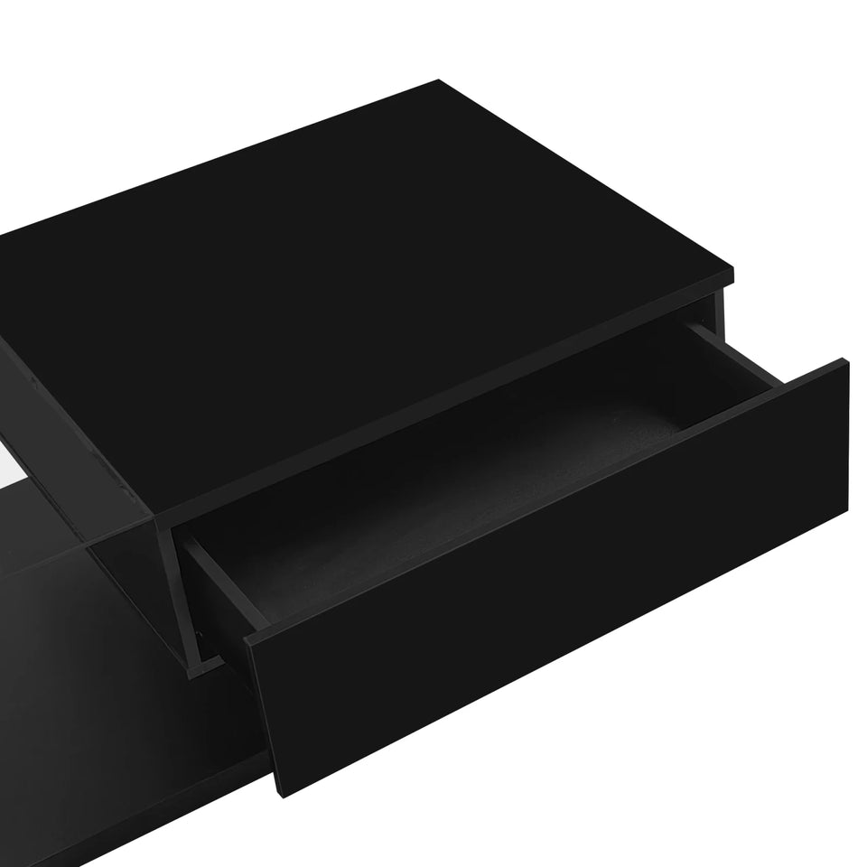 Rosahqnda coffee table side tables coffee table tables with glass and LED effect, high gloss white