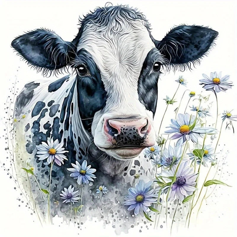 Huacan New Arrivals Diamond Painting Animal Cow 5D Diy Diamond Painting Flower Set Handmade Gift Decorations For Home