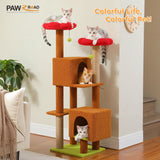 Cactus Cat Tree, 133cm Cat Tower for Indoor Cats, Cute Cat Tree with 2 Padded Perches, 2 Condos & 2 Scratching Posts