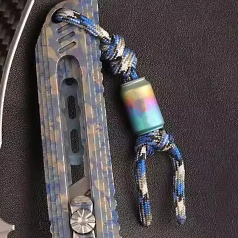 Titanium Alloy Cola Can Titanium Holy Grail Paracord Beads Knife Lanyard Bead Fidget Spinner Push Slider EDC Accessories