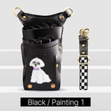 Fenice scissors storage bag,hold 8 scissors, 8 paintings, 6 colors cowhide,waist bag, pet beautician, barber's special waist bag