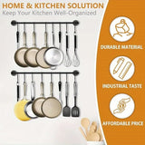 1/2 Set of Wall-Mounted Coffee Cup Holder, Modern Metal with 5/10 Cup Hooks, Rustic Utensil Tea Cup Storage Rack for Kitchen, Dining Room, Coffee Bar, Black