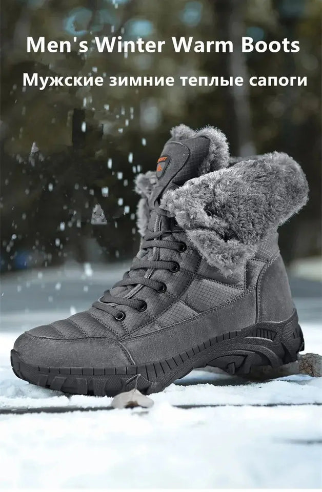 New Winter Waterproof High Top Men Boots Plush Warm Snow Boots Men Sneakers Ankle Boots Outdoor Men's Desert Boots Botas Hombre