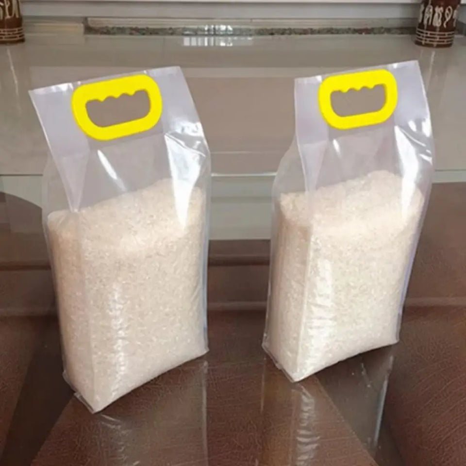 10pcs 5kg/10kg Rice Grain Packaging Bag Plastic with Handle Food Vacuum Bag Insect Proof Moisture-proof Food Storage Sealed Bag