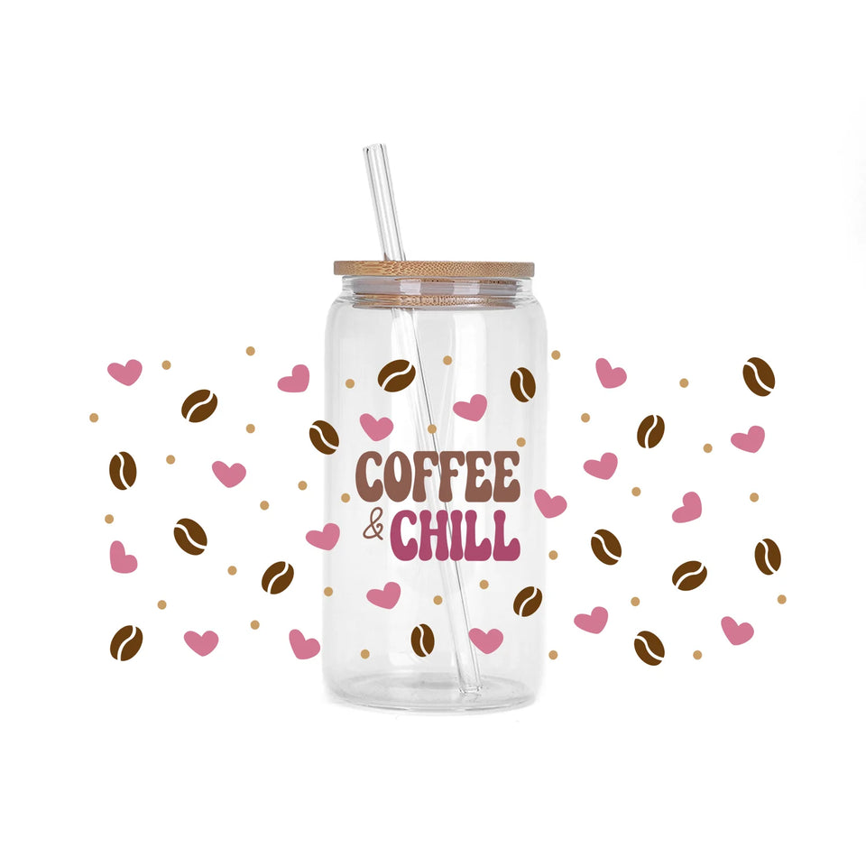 Coffee vibe Series easy peel waterproof DIY decoration decals 3D transfers uvdtf crystal sticker 16oz uv dtf cup wraps