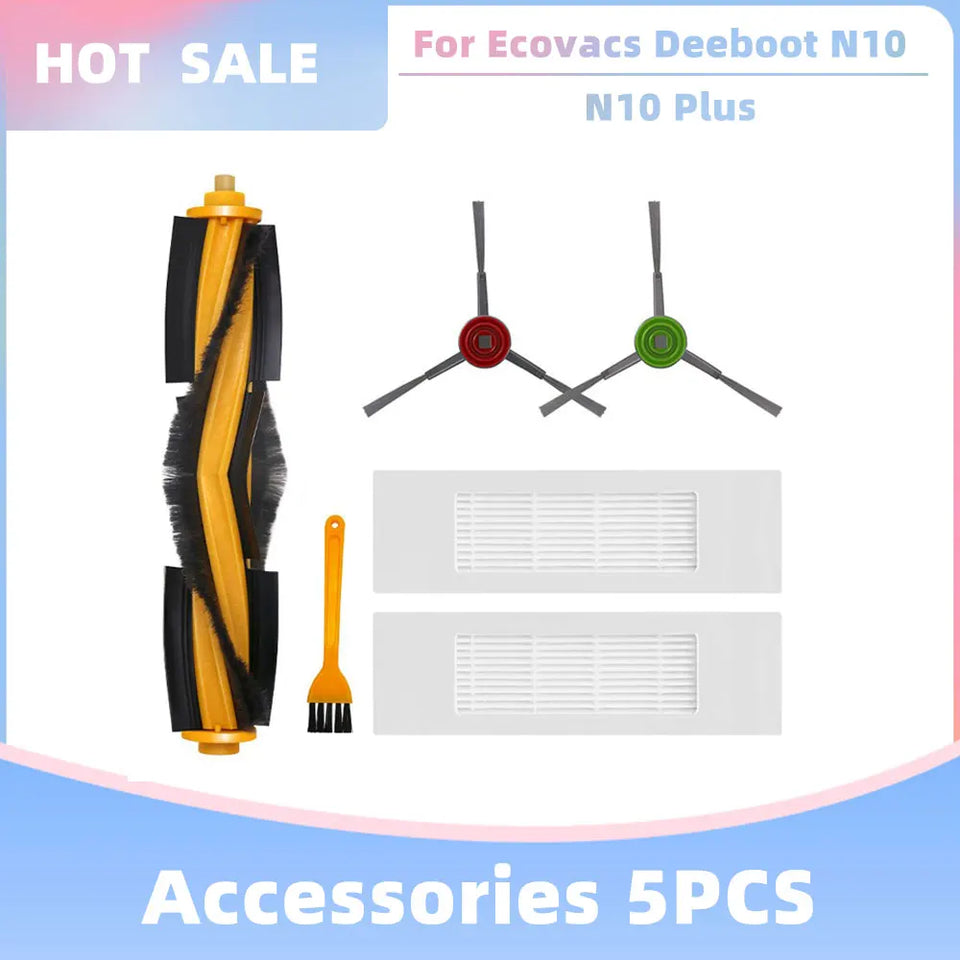 Compatible for Ecovacs Deeboot N10 / N10 Plus Replacement Accessories Parts Main Side Brush Hepa Filter Dust Bag Mop Cloth
