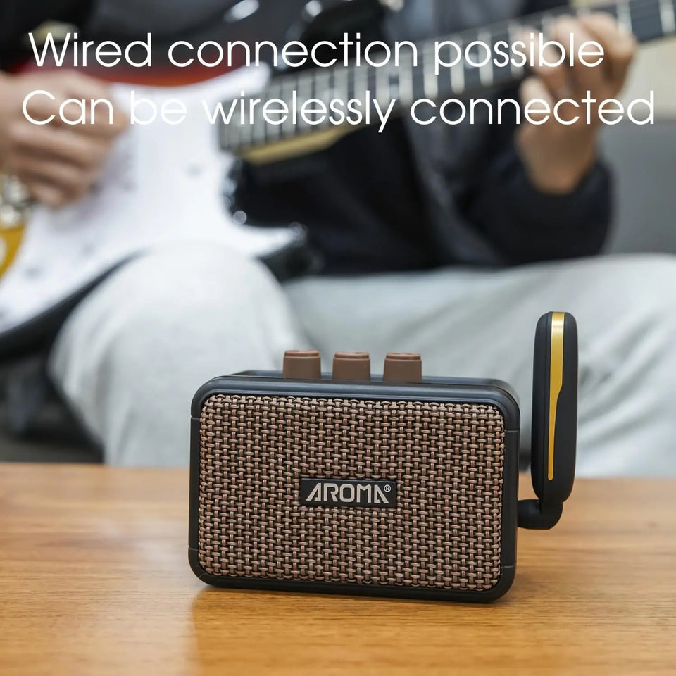 Aroma AG-04 Guitar Amp, Rechargeable Wireless Mini Electric Guitar Amplifier,Portable Amp with Clean and Overdrive Effects