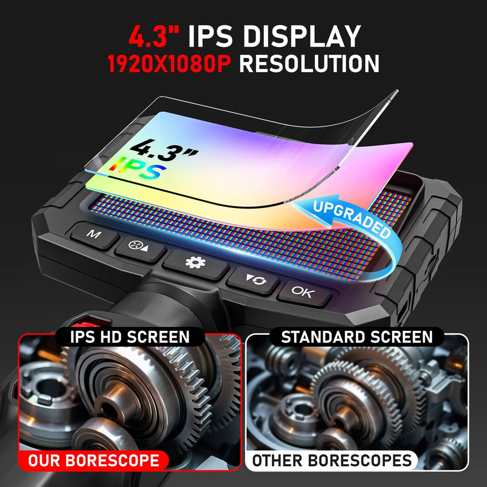 Two-Way Articulating Borescope Camera with Light: 3.9mm/6mm Industrial Endoscope Inspection Camera with Automotive Inspection
