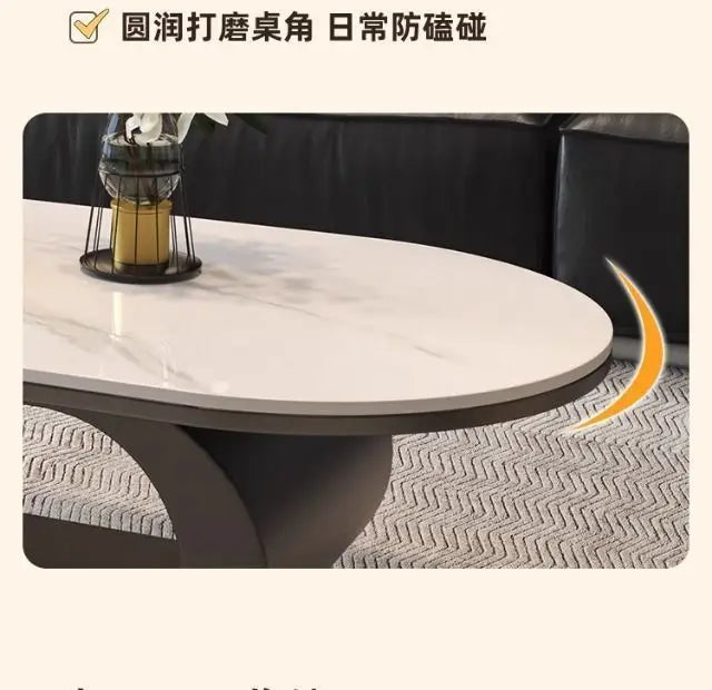 Italian minimalist new rock slab coffee table living room home simple modern high-end combination light luxury oval tea table