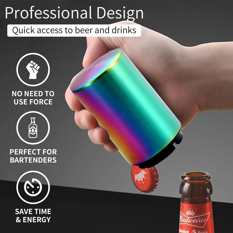 Automatic Beer Bottle Opener Stainless Steel Beer Opener Portable Push Down Wine Beer Cap Opener Kitchen Gadgets Party Gift