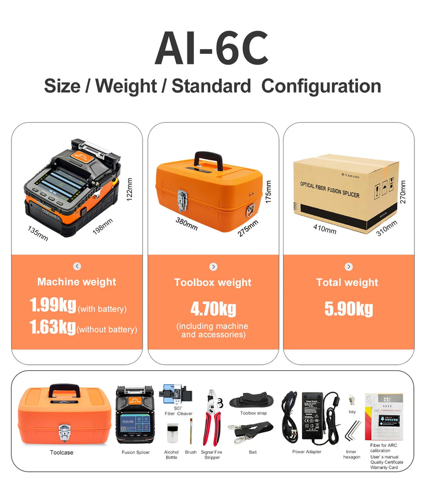 Signalfire AI-9 AI-5 Pro AI-6C+ AI-6A+ AI-20 AI-30 Multi-language Fiber Optic Splicing Machine Optical Fiber Fusion Splicer