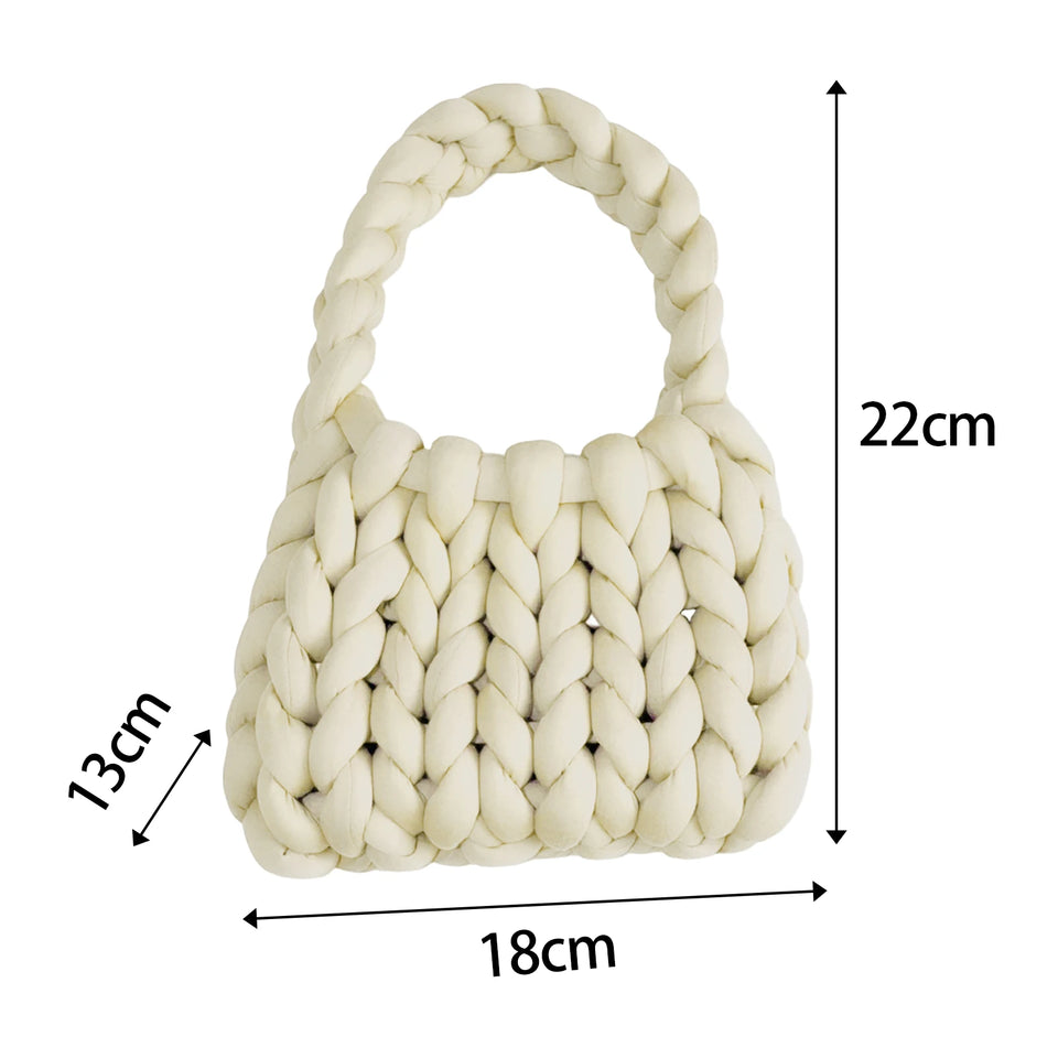 Women Crochet Bag Handbag Woven Chunky Shoulder Bag for Spring Summer,Women Shoulder Bag Handbag Beach Travel Underarm Bag