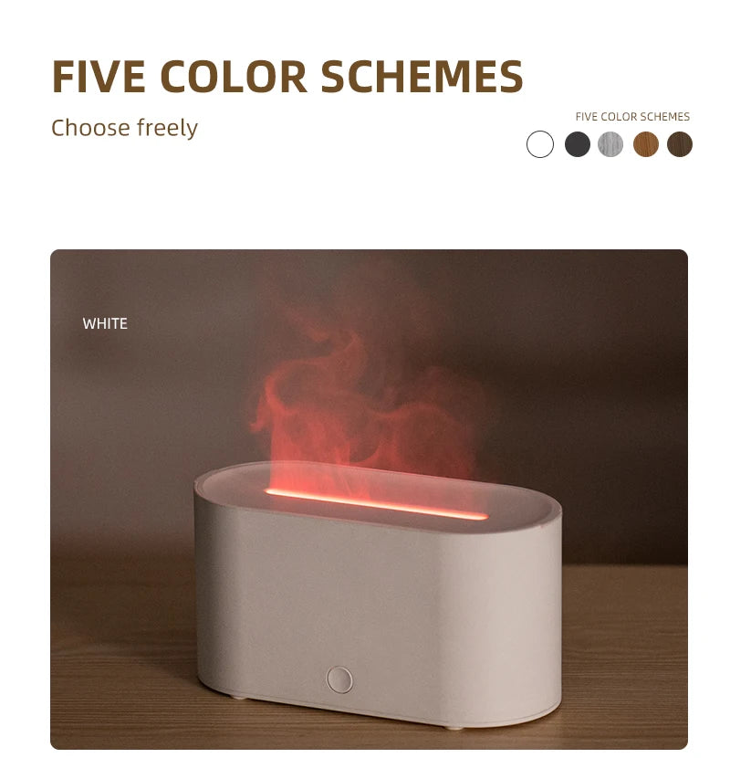 HY02 Flame Aromatherapy Humidifier with Anti-Dry Burn Feature Colorful Lights Silent Mist Moisturizing And Humidifying Function