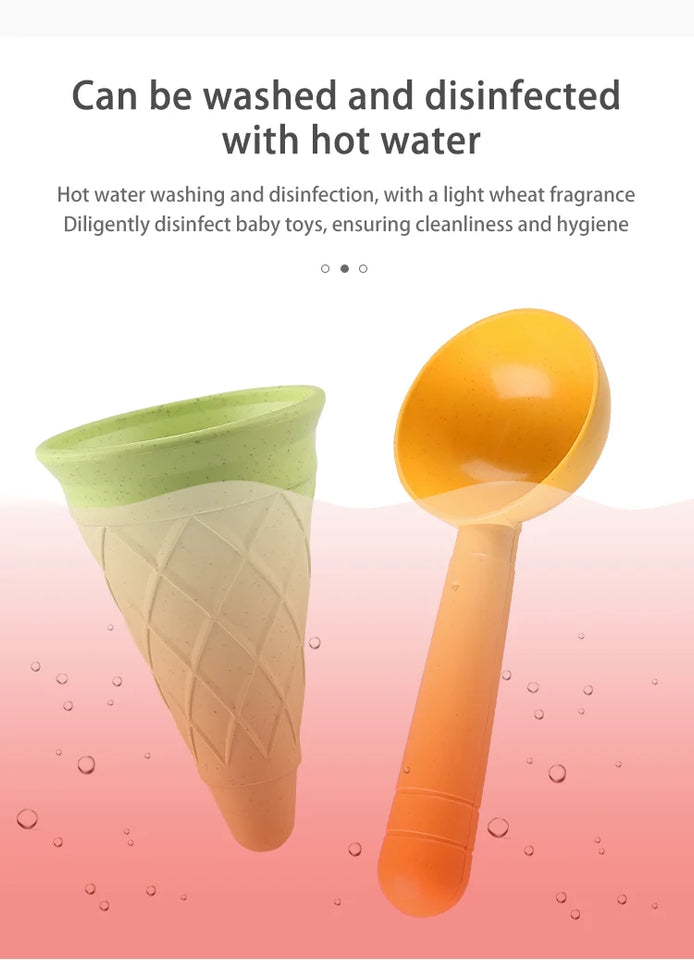 Children Play House Toy Beach Ice Cream Tube Digging Spoon Set Material of wheat straw  Ice Cream Cup Beach Toy