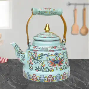 1.7L Tibetan Style Porcelain Enameled Teapot Chinese Ethnic Characteristic Milk Tea Infuser Enamel Boiling Water Kettle