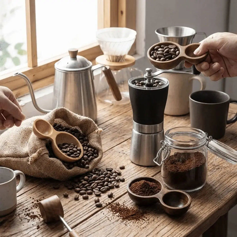 Dual-Headed Wooden Coffee Spoon Short Handle Serving Cutlery Measuring Spoon Wear-resistant Rust-proof Coffee Bean Spoon