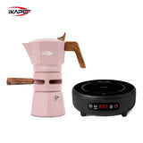 IKAPE Espresso Moka Pot and infrared ceramic hob Set,220V With Temperature Control Stovetop Espresso Machine For Coffee Lover
