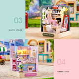 Coffee Shop Wooden Mini Doll House DIY Small House Kit  3D Puzzle Assembly Toy Miniature Dollhouse With Furniture Lighting Gifts