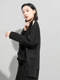 [EAM] Black Irregular Knot Sweatshirt New Stand Collar Long Sleeve Women Big Size Fashion Tide Spring Autumn 2026 1DJ1848