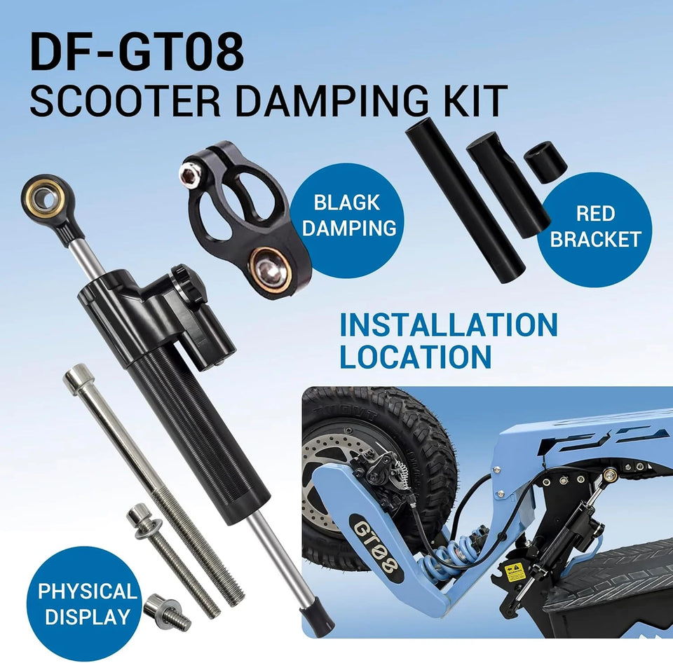 GT08 Electric Scooter Steering Damper Bracket Support Kit, Carbon Fiber Stabilizer Steering Damper Adjustable