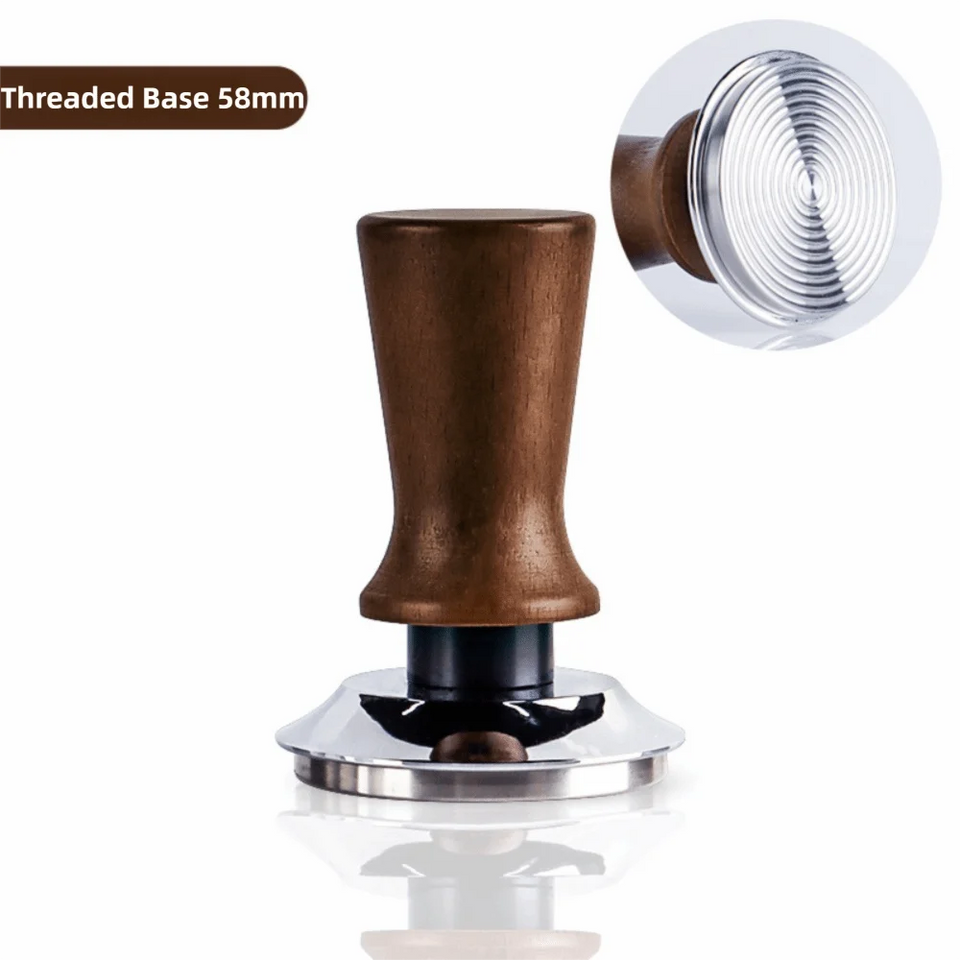 Premium 51/53/58MM Coffee Tamper Wooden Handle Durable Pressure Hammer Stainless Steel Base Barista Tool Professional Use