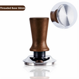 Premium 51/53/58MM Coffee Tamper Wooden Handle Durable Pressure Hammer Stainless Steel Base Barista Tool Professional Use