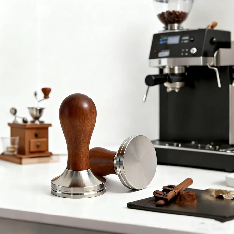51/54/58mm Espresso Coffee Tamper Solid Wood Handle Stainless Steel for Coffee Espresso Accessories Coffee Barista Tools