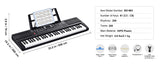SucceBuy 61 Key Digital Keyboard Piano Electric Portable Piano 200 Tones 200 Rhythms or 600 Tones 500 Rhythms for Beginner Use
