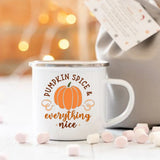 Pumpkin Spice and Everything Nice Enamel Mug Halloween Camping Mug Autumn Home Decor Fall Coffee Mug Festive Gifts for Kids